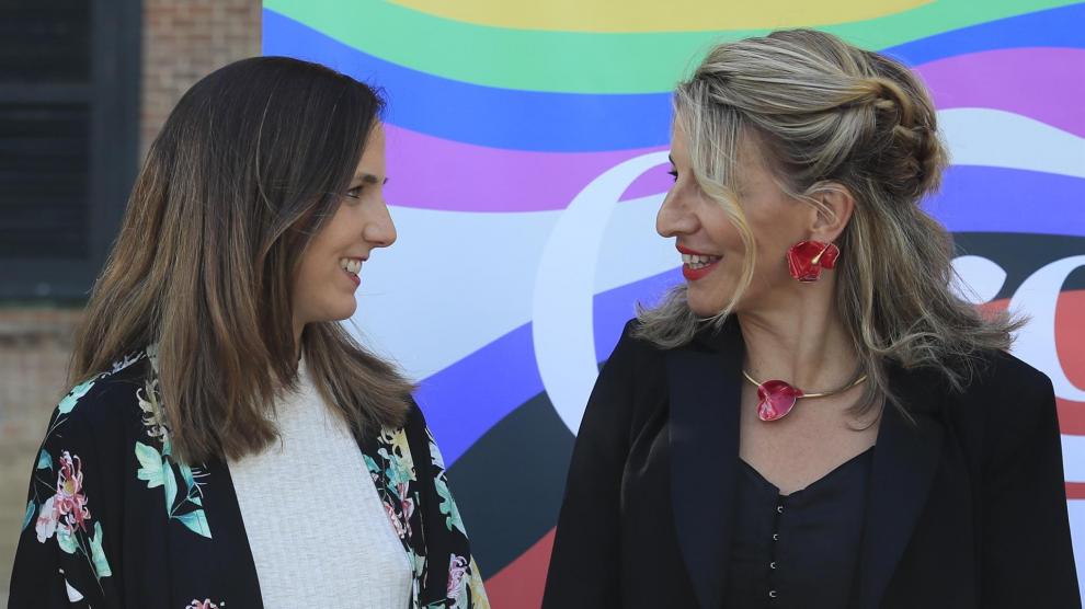 La vicepresidenta segunda del Gobierno, Yolanda Diaz, y la lider de Podemos, Ione Belarra.