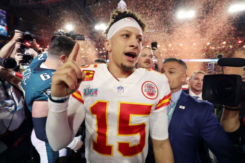 Patrick Mahomes durante la version 57 del Super Bowl