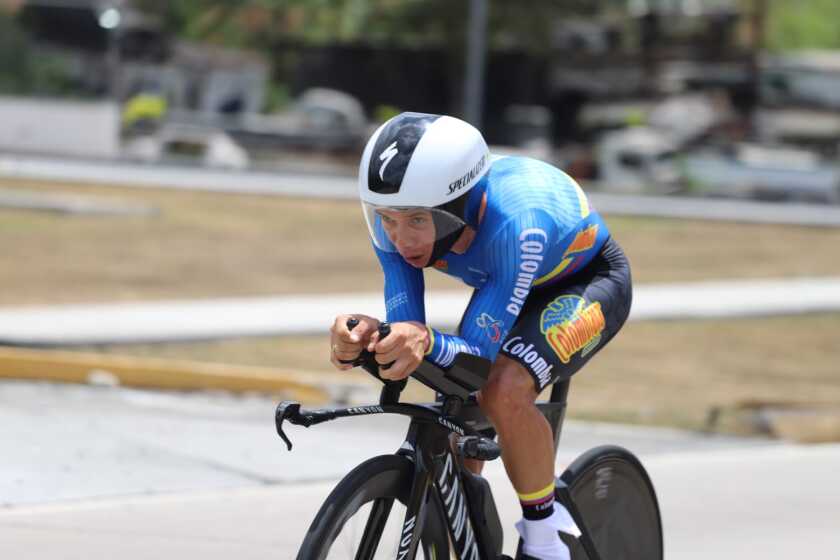 Miguel Ángel Lopez, ciclista colombiano en la prueba contrarreloj individual de los Panamericanos