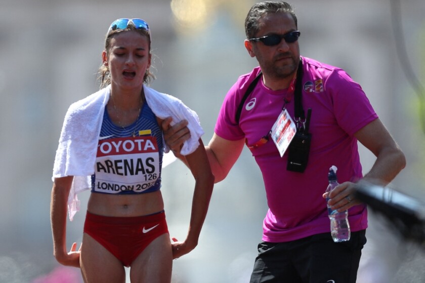 Lorena Arenas, atleta colombiana, luego de una competencia de marcha