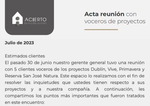 Acta reunion Acero Inmobiliario