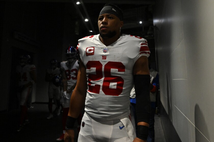 Saquon Barkley, jugador de los New York Giants, en la NFL