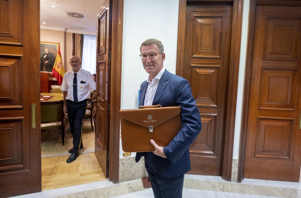 El presidente del PP, Alberto Nuñez Feijoo, en el Congreso