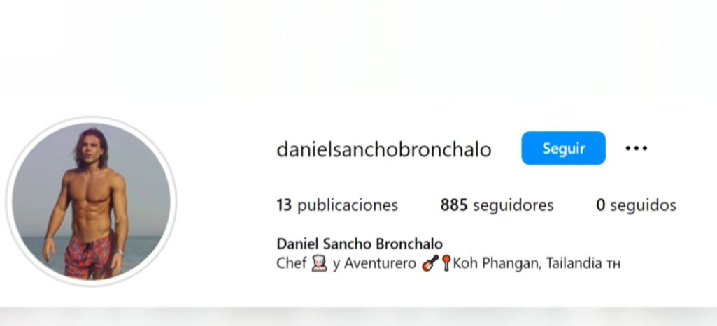 Imagen del perfil falso de Daniel Sancho en Instagram, que ya ha sido eliminado.