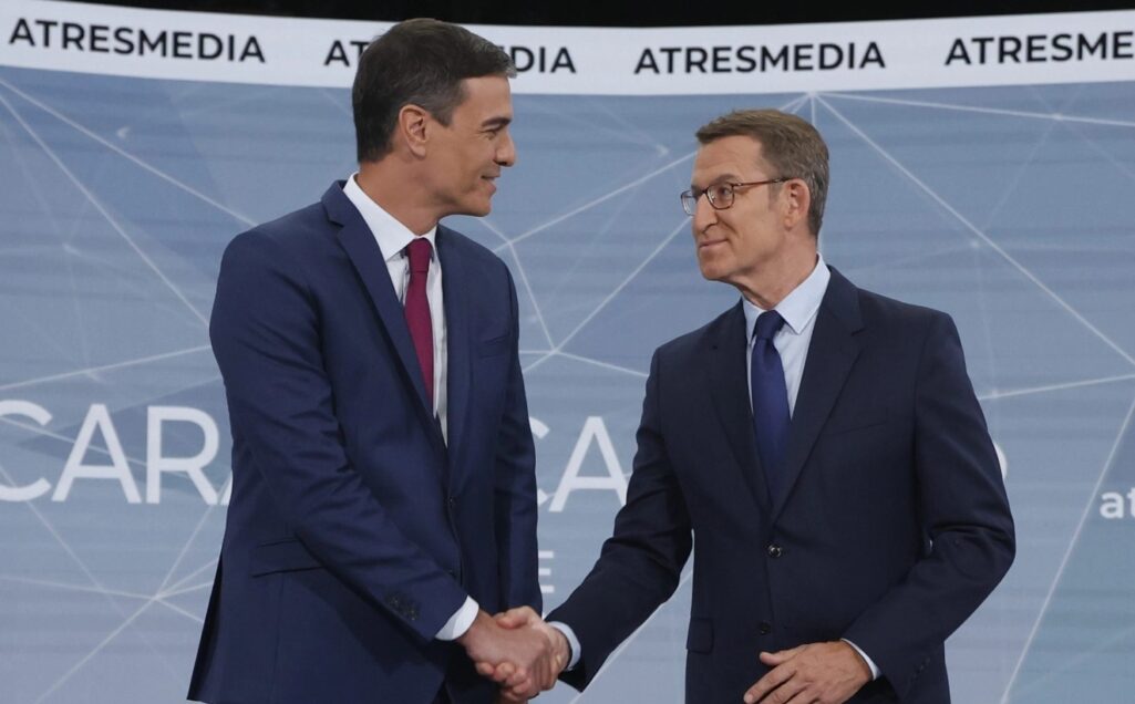 Sanchez y Feijoo, durante el cara a cara de la campaña electoral del 23J.