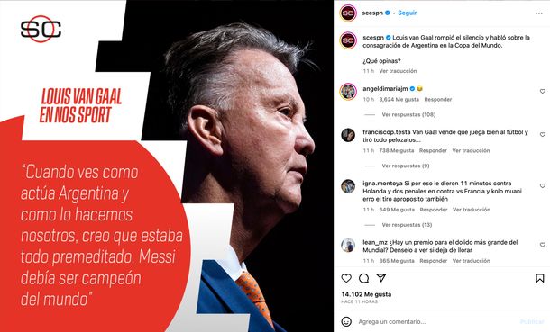 La reaccion de Di Maria a las declaraciones de Van Gaal