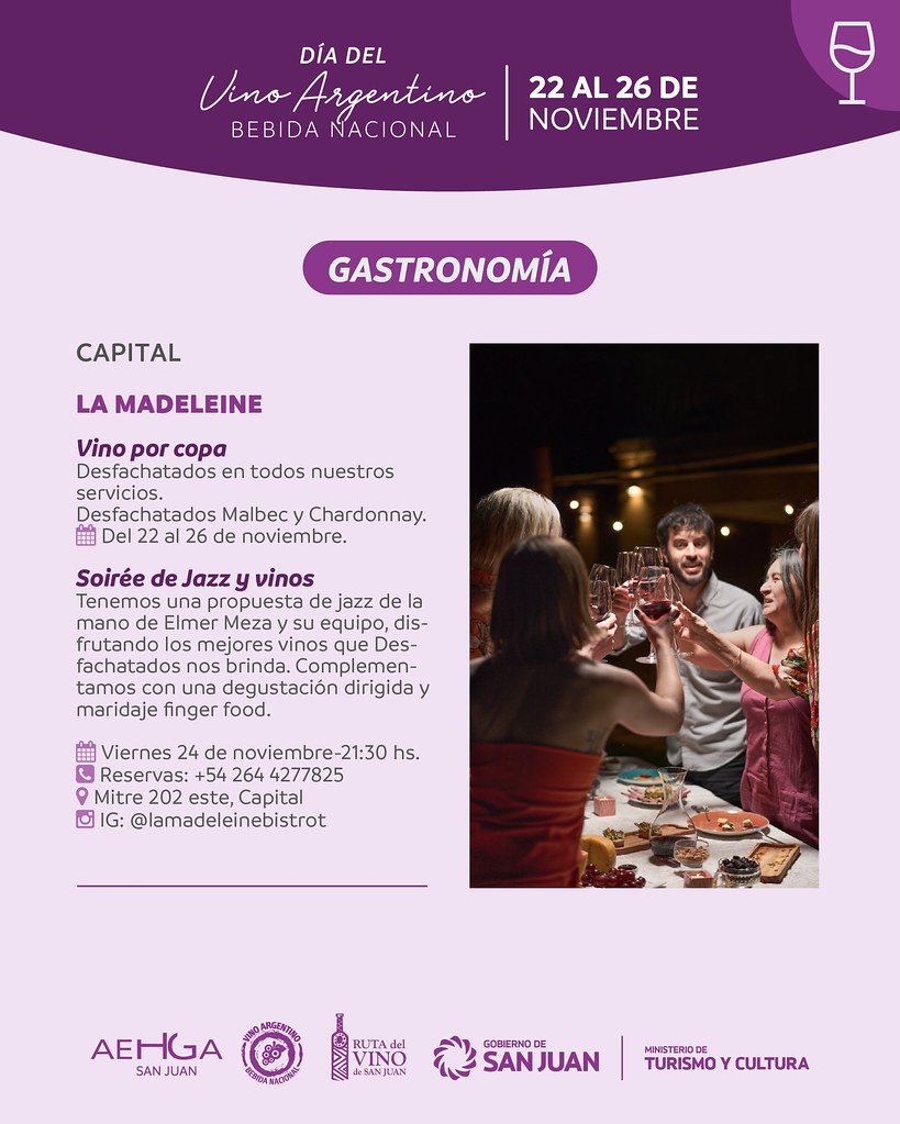 2023-11-21 TURISMO Y CULTURA: San Juan celebrara la semana del Vino Argentino con imperdibles actividades