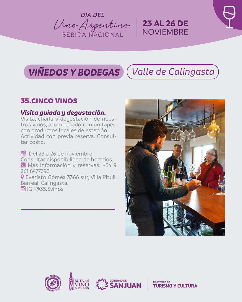 2023-11-21 TURISMO Y CULTURA: San Juan celebrara la semana del Vino Argentino con imperdibles actividades