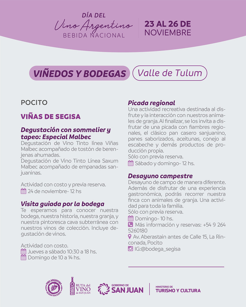 2023-11-21 TURISMO Y CULTURA: San Juan celebrara la semana del Vino Argentino con imperdibles actividades
