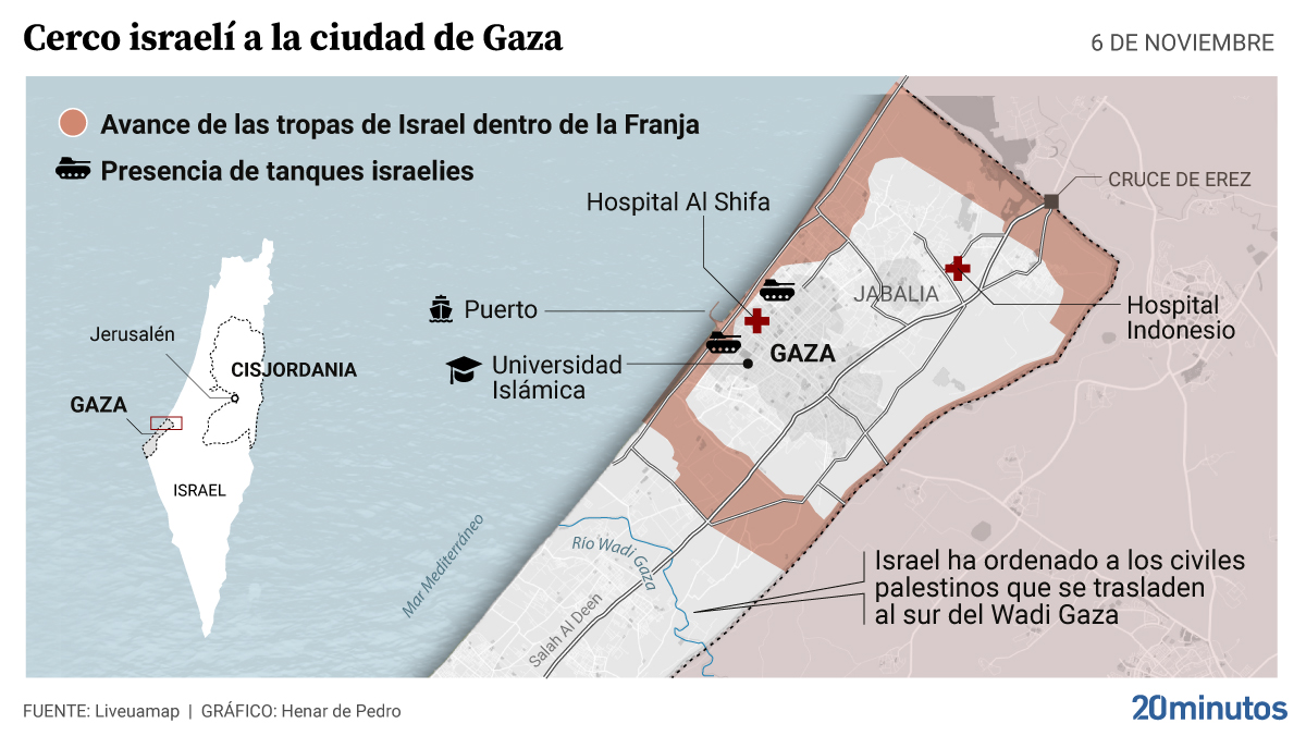 Israel completa el cerco a la ciudad de Gaza.