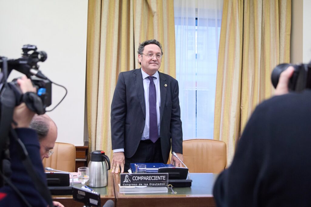 El fiscal general del Estado, Álvaro Garcia Ortiz, durante la eleccion de la Vicepresidencia Primera de la Comision de Justicia, en el Congreso de los Diputados, a 21 de diciembre de 2023, en Madrid (España). El ministro de la Presidencia ha comparecido durante el acto acerca de los retos de su Ministerio y el pleno del CGPJ, que se celebra hoy para abordar la legalidad de las comisiones parlamentarias de investigacion y el deber de comparecencia de los jueces. Ademas, se han evaluado los meritos e idoneidad como fiscal general del Estado a Álvaro Garcia Ortiz, a quien el CGPJ no avalo para el puesto. 21 DICIEMBRE 2023;CGPJ;COMISIÓN;JUSTICIA Jesus Hellin / Europa Press 21/12/2023