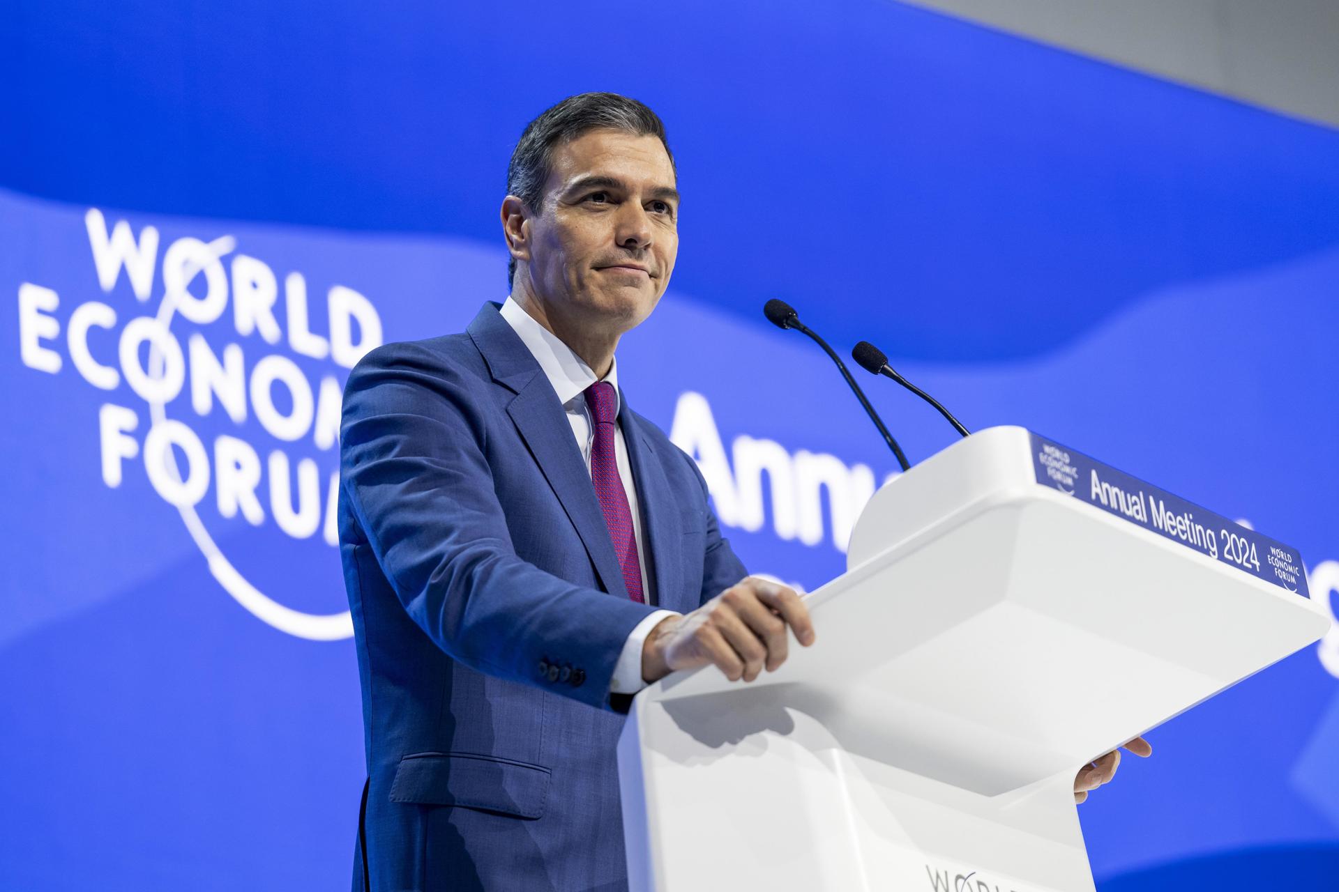 Pedro Sanchez, presidente del Gobierno, en Davos.