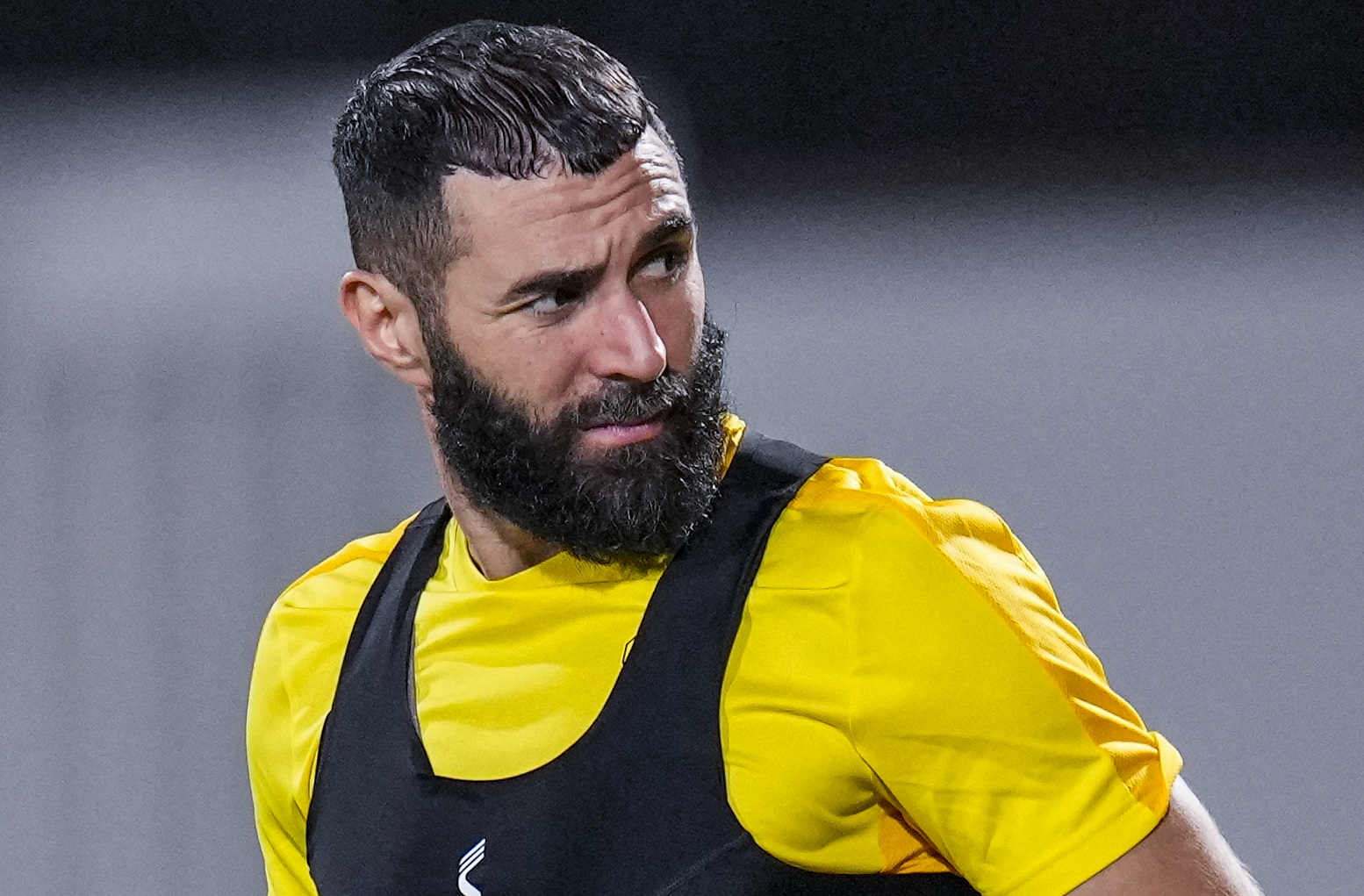 Karim Benzema, durante un entrenamiento del Al-Ittihad.