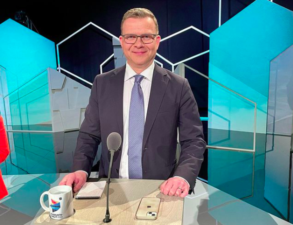 El finlandes Petteri Orpo, en una imagen de la campaña electoral de 2023.