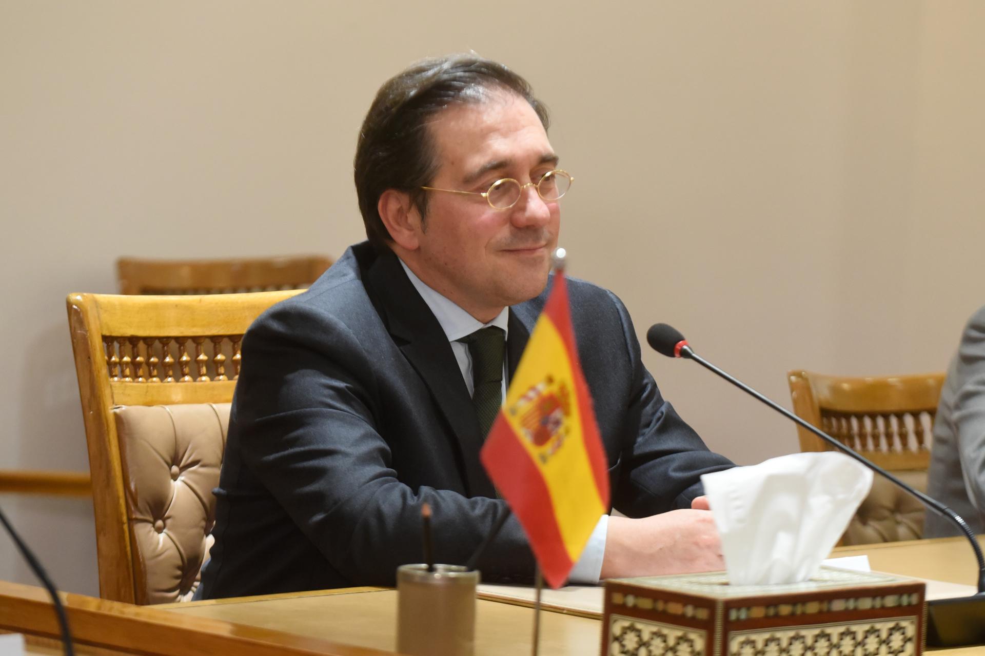 El ministro español de Asuntos Exteriores, Jose Manuel Albares, durante su visita a Egipto.