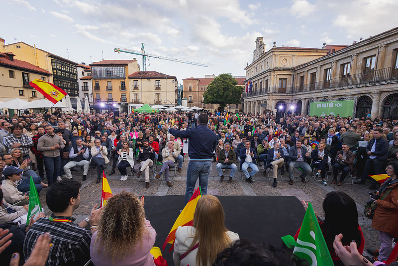 Santiago Abascal durante un acto de campaña.